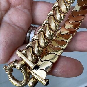 VINTAGE 14K YELLOW GOLD WIDE BRACELET MADE ITALY BIG BOLT LOCK STATEMENT HEAVY